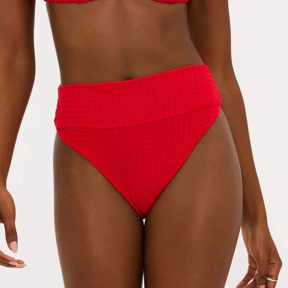Beach Riot Red Textured High-Waist Bikini - Picture 2 of 7